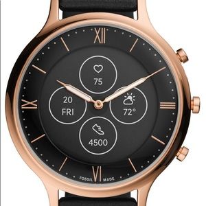 Elegant Rose Gold Fossil Hybrid Smartwatch Adjustable E-Ink Screen